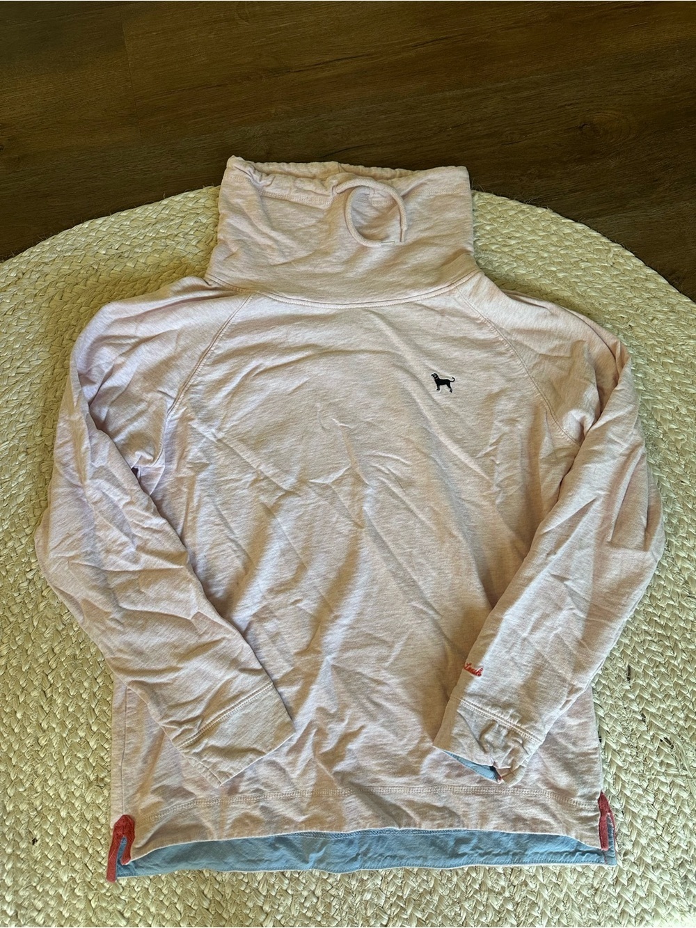 The Black Dog Light Pink Hooded Top with Black Dog Logo